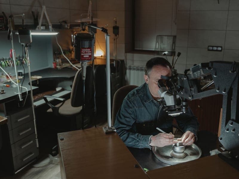 Engraving tool tracing letters inside a gold band