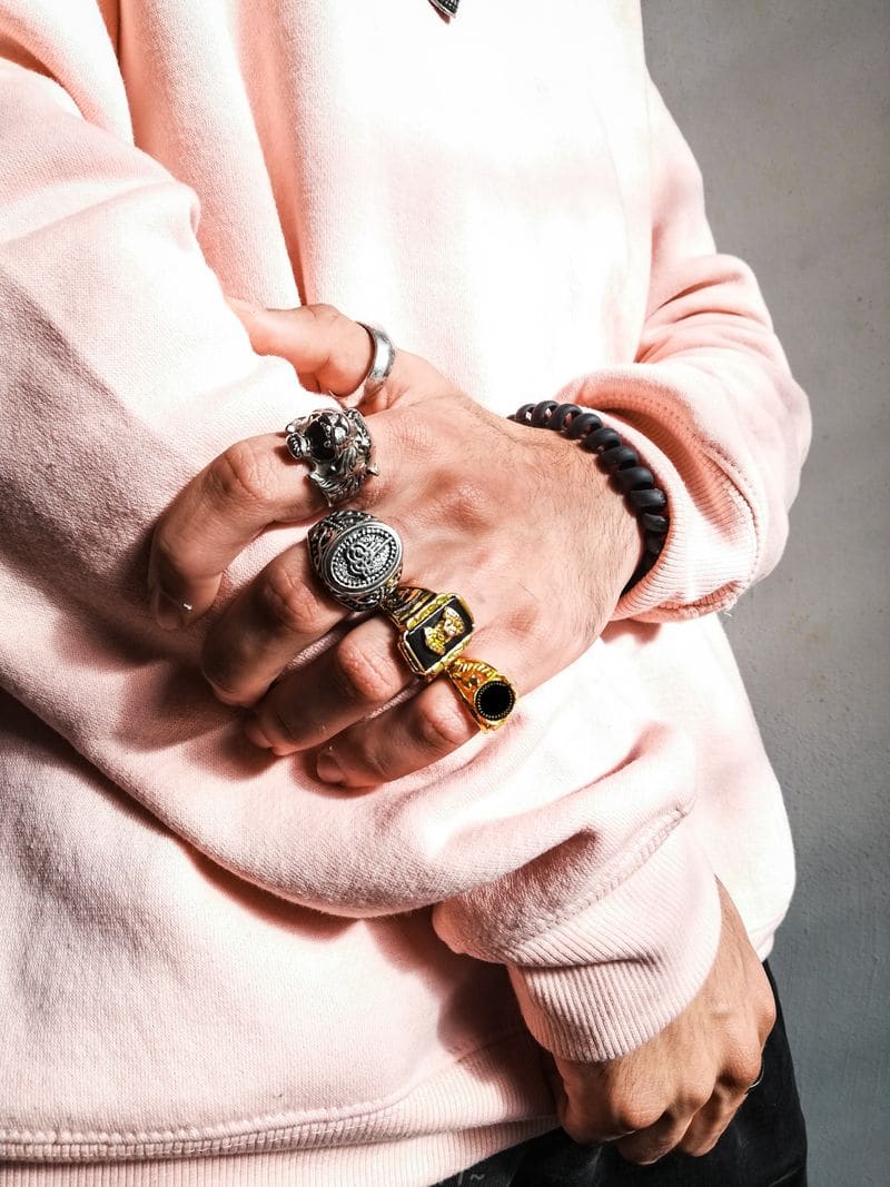 Oval diamond rings on black